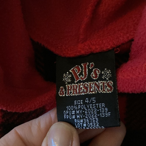 Kids PJ’s & Presenta red black hooded reindeer one piece pajamas size 4/5 - Picture 4 of 6